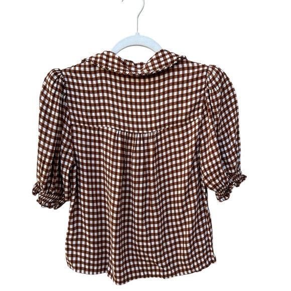 Reformation Kalila  Brown and White Checkered Top - Picture 2 of 9